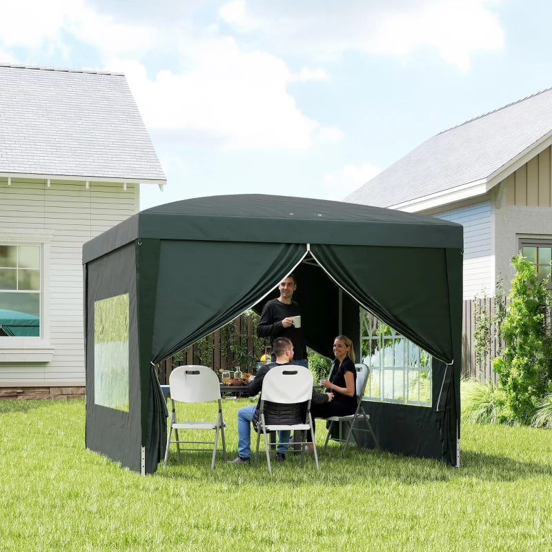 10'x10' Outdoor Pop Up Party Tent Wedding Gazebo Canopy with Carrying Bag (Dark Green)