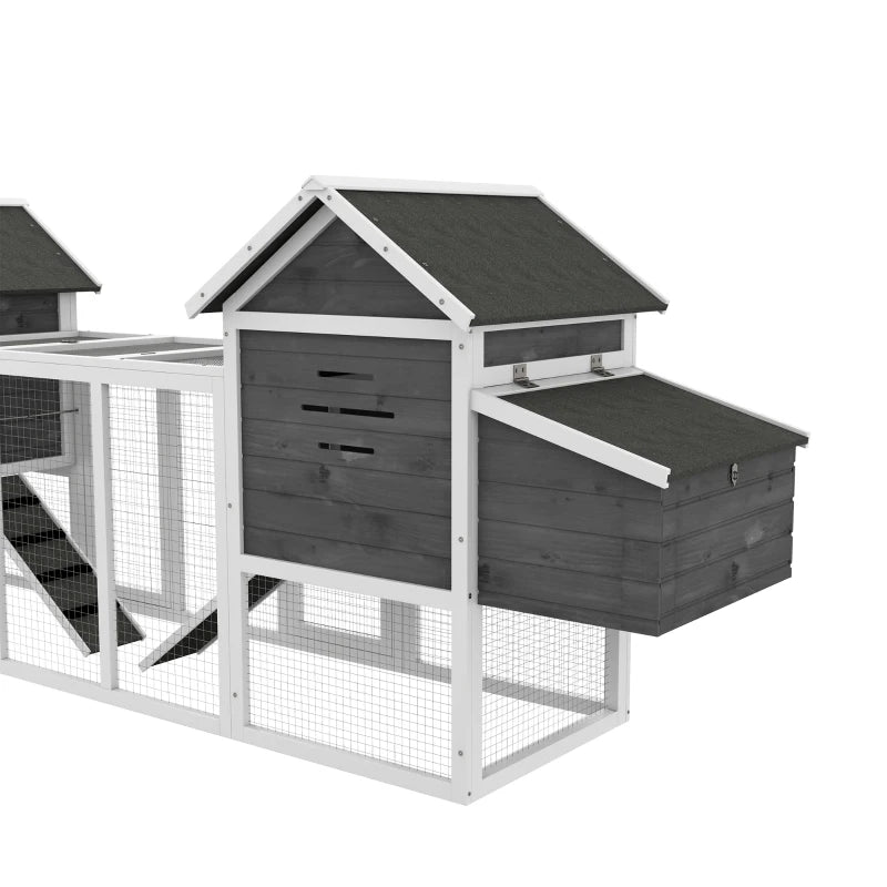 123" Extra Large Chicken Coop Wooden Poultry House Rabbit Hutch Hen Backyard with Run Ramps and Nesting Boxes, Grey