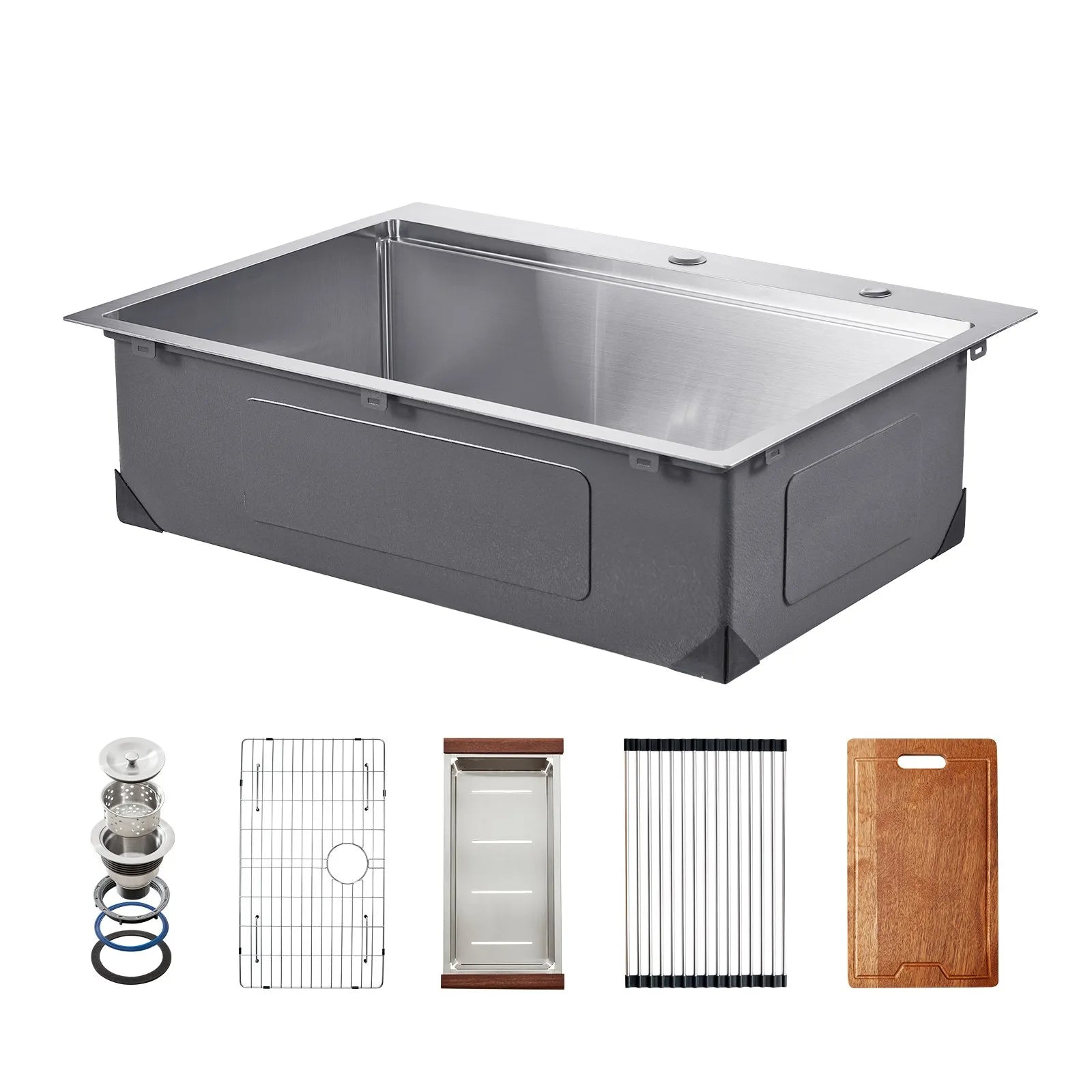 VEVOR 30" Kitchen Sink Top Mount Single Bowl Drop-In Basin Stainless Steel Bar