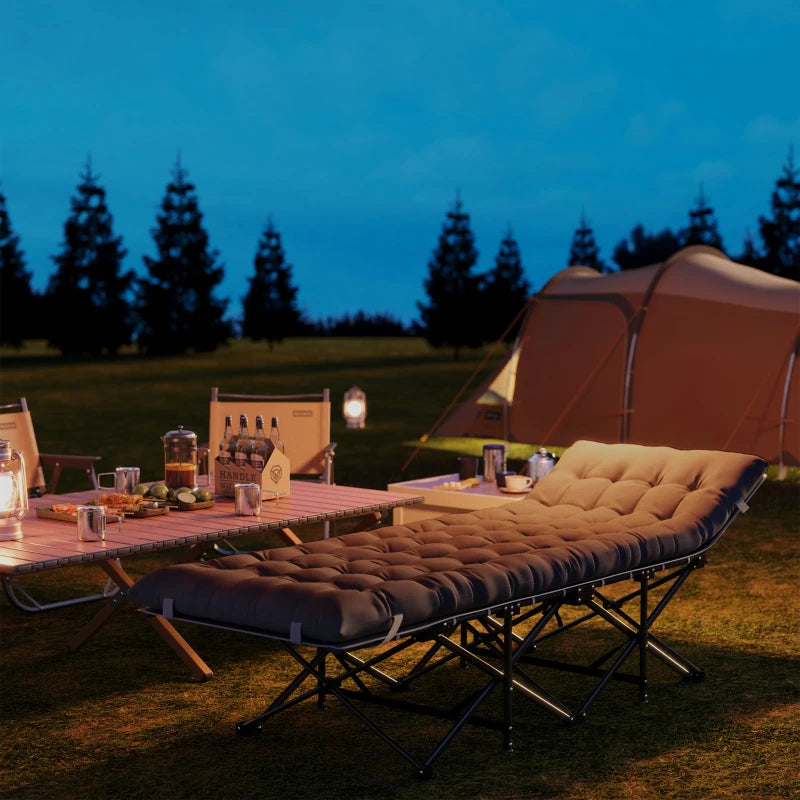 26.8" Wide Folding Bed, Camping Cot for Adults with Cushion, Carry Bag, Max Load 330 LBS, Black