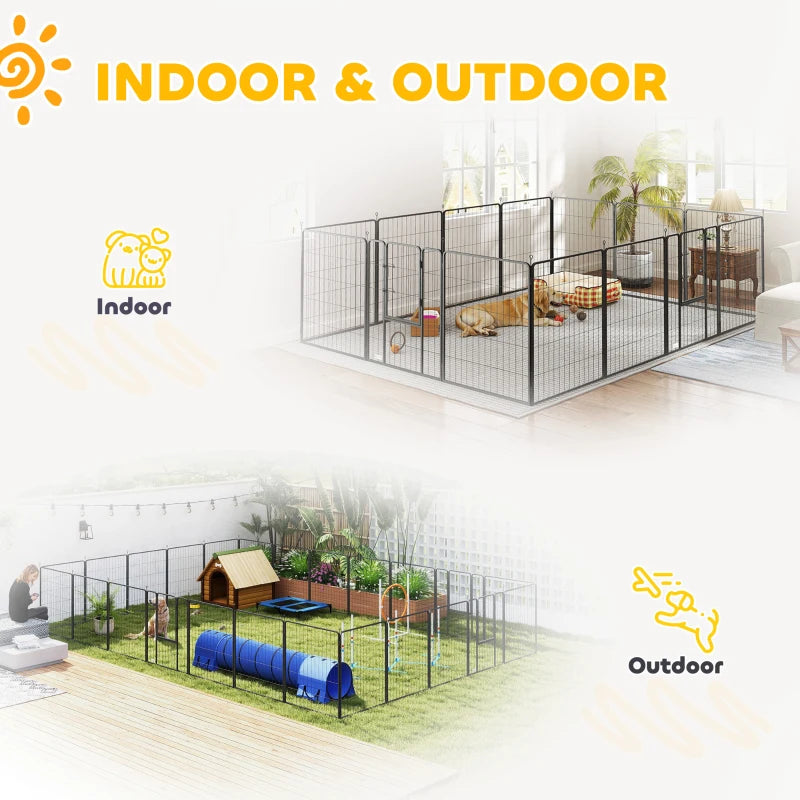 24 Panels 39" Height Heavy Duty Dog Playpen for Small Medium Large Dogs, Grey