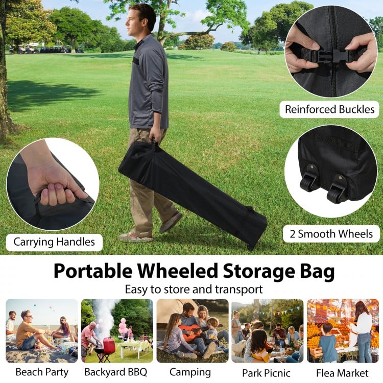 10 X 10 FT Pop up Canopy Tent with 1 Sidewall and Wheeled Bag-Gray