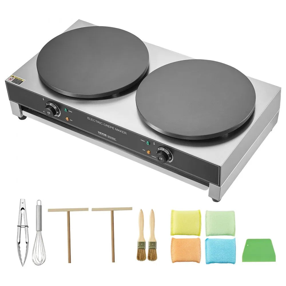 VEVOR 16-Inch Electric Crepe Maker Commercial Crepe Machine 3400W Double Head