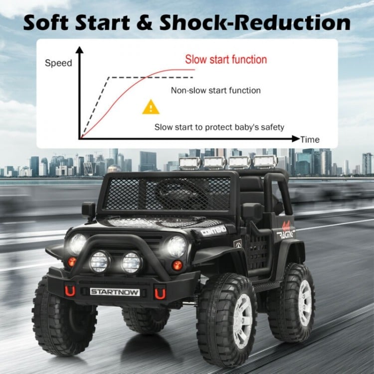 12V Kids Electric Ride On Truck with Remote Control and Operation Lever-Black