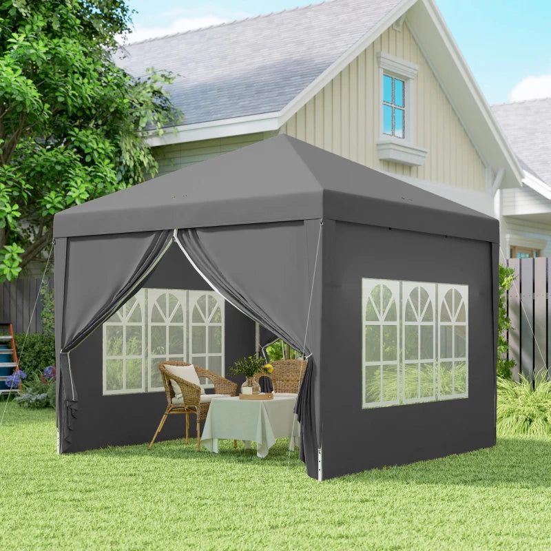 10'x10' Outdoor Pop Up Party Tent Wedding Gazebo Canopy with Carrying Bag (Grey)