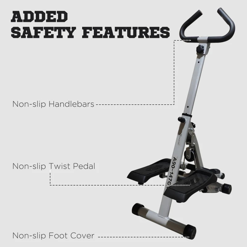Soozier Height Adjustable Stair Stepper, Stepper Exercise Machine with Handlebar, LCD Monitor, Black