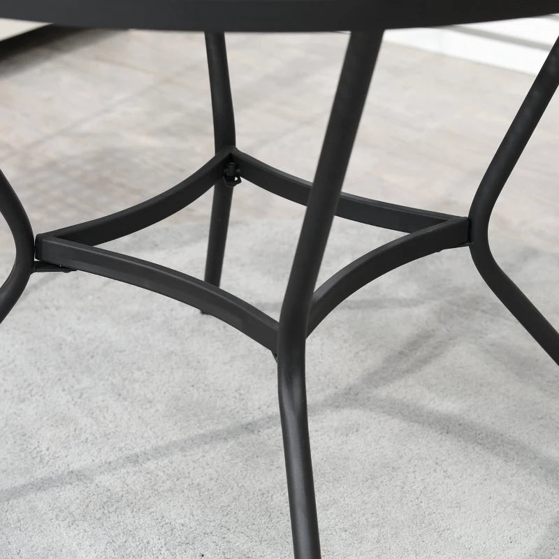 35" Round Patio Dining Table Steel Outside Table with Mesh Tabletop for Garden Backyard Poolside, Black