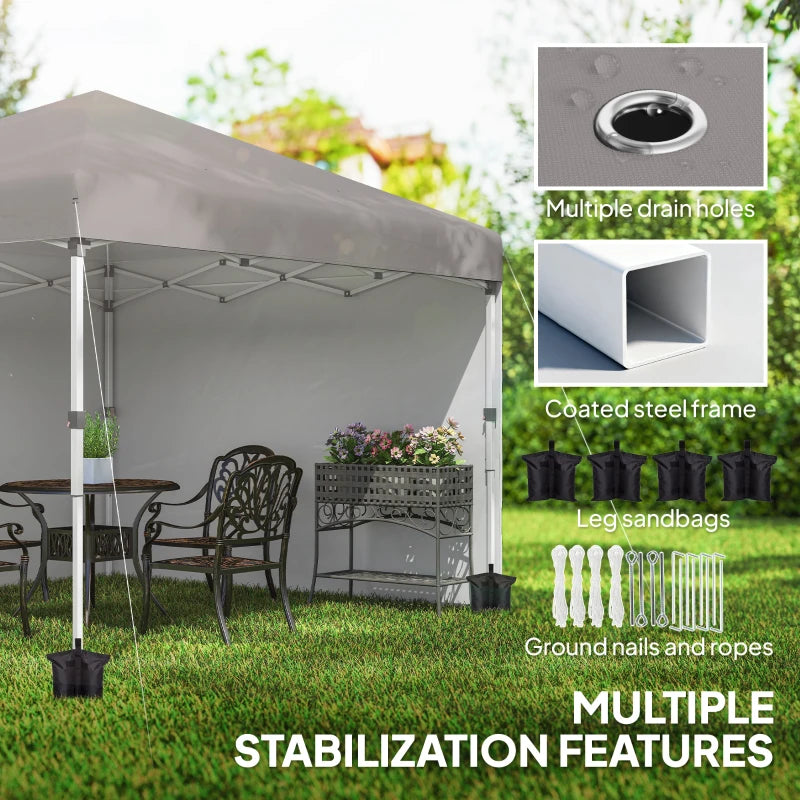 10' x 10' Pop Up Canopy with Sidewalls, Roller Bag, Height Adjustable Instant Tent for Outdoor, Garden, Patio, Grey