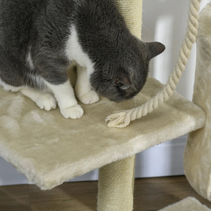 46" Scratching Cat Tree Multi Level Activity Center Kitty Condo Furniture Post Beige