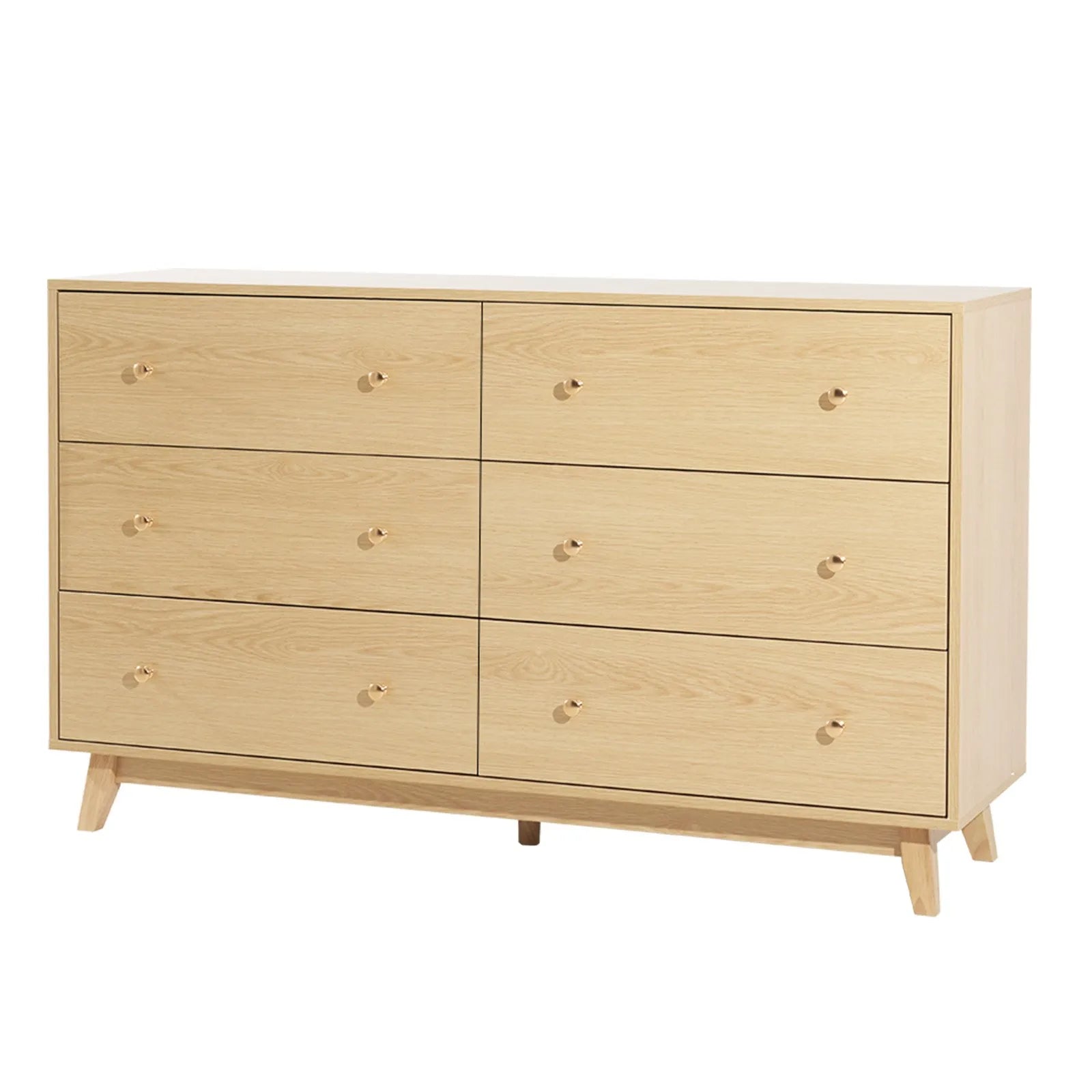 VEVOR 6 Drawer Dresser Wooden Chest of Drawers with Sliding with Anti-tip Device