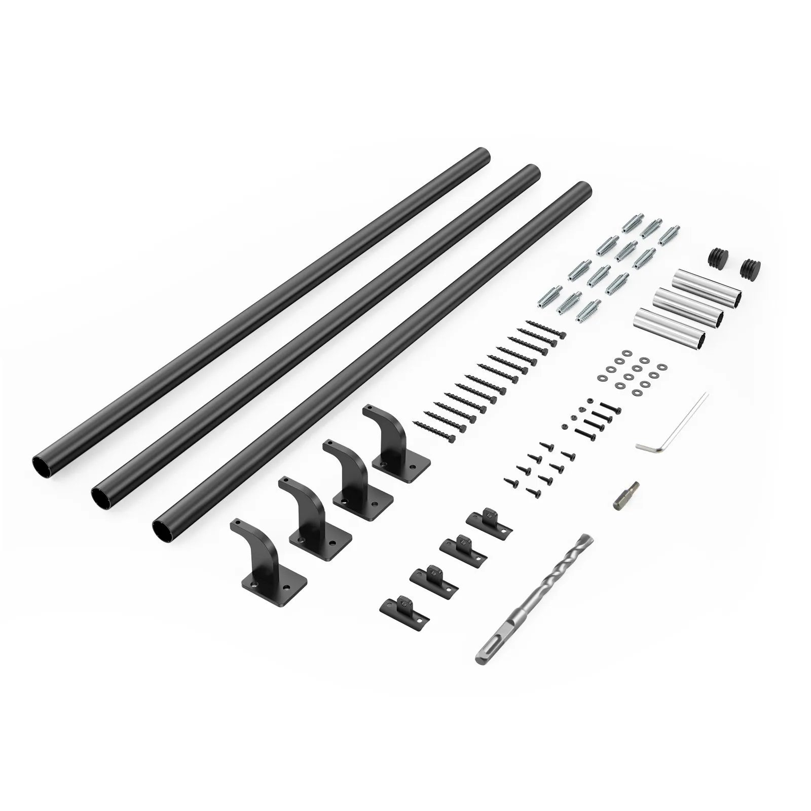 VEVOR 10ft Wall Mounted Stair Handrail Black Aluminum Indoor Outdoor Railing