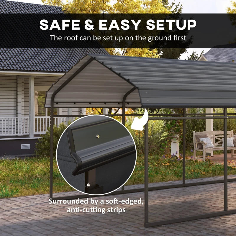 10' x 15' Metal Carport, Heavy Duty Garage Car Shelter with Galvanized Metal Roof and Removable Sidewalls, Light Grey