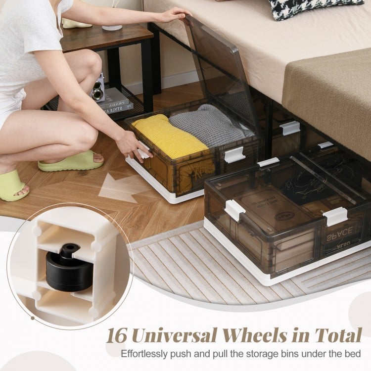 2 Pack Stackable Storage Containers Rolling Plastic Storage Bins