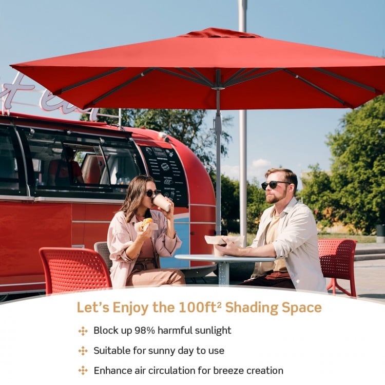 10 x 10 Feet Patio Offset Cantilever Umbrella with Aluminum 360-degree Rotation Tilt-Orange