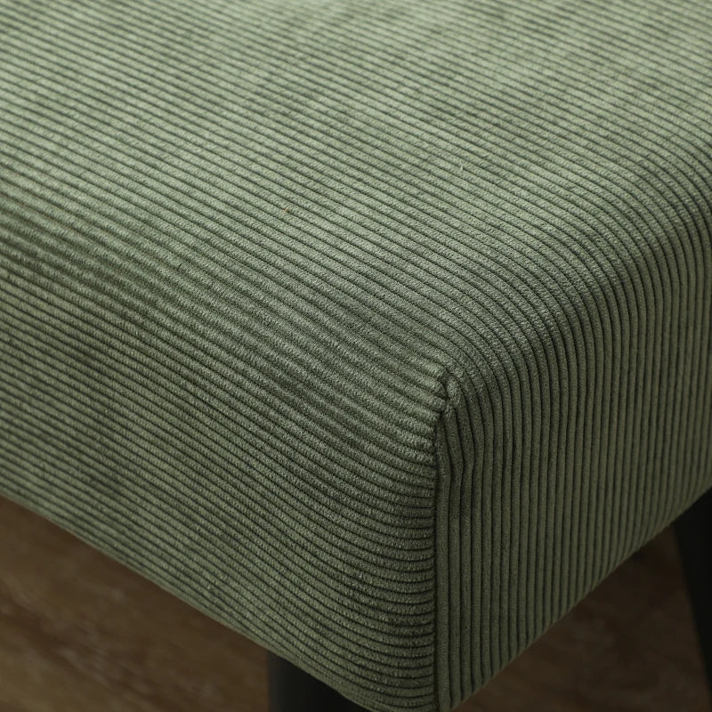 39" Upholstered Ottoman Bench, Corduroy Entryway Bedroom Bench with Padded Seat and Steel Legs for Bedroom, Green