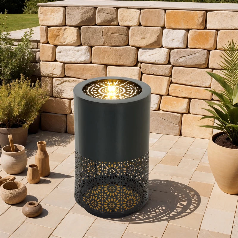 21" Tall Garden Waterfall Fountain with LED Lights, Outdoor Water Fountain Water Feature with Adjustable Flow, Black