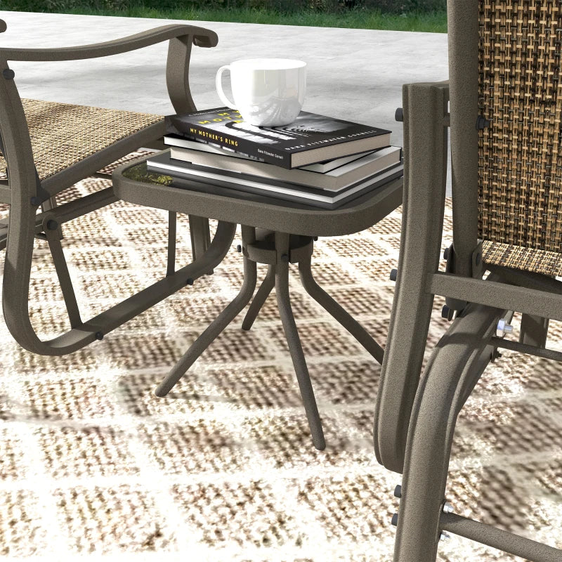 3PCs Gliding Rocking Chair & Bistro Tea Table Set, Brown
