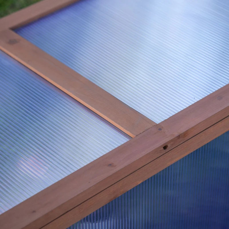 39" x 26" x 16" Wooden Cold Frame with Openable and Tilted Top Cover, Small Polycarbonate Planter Box for Flowers, Vegetables, Plants, Brown