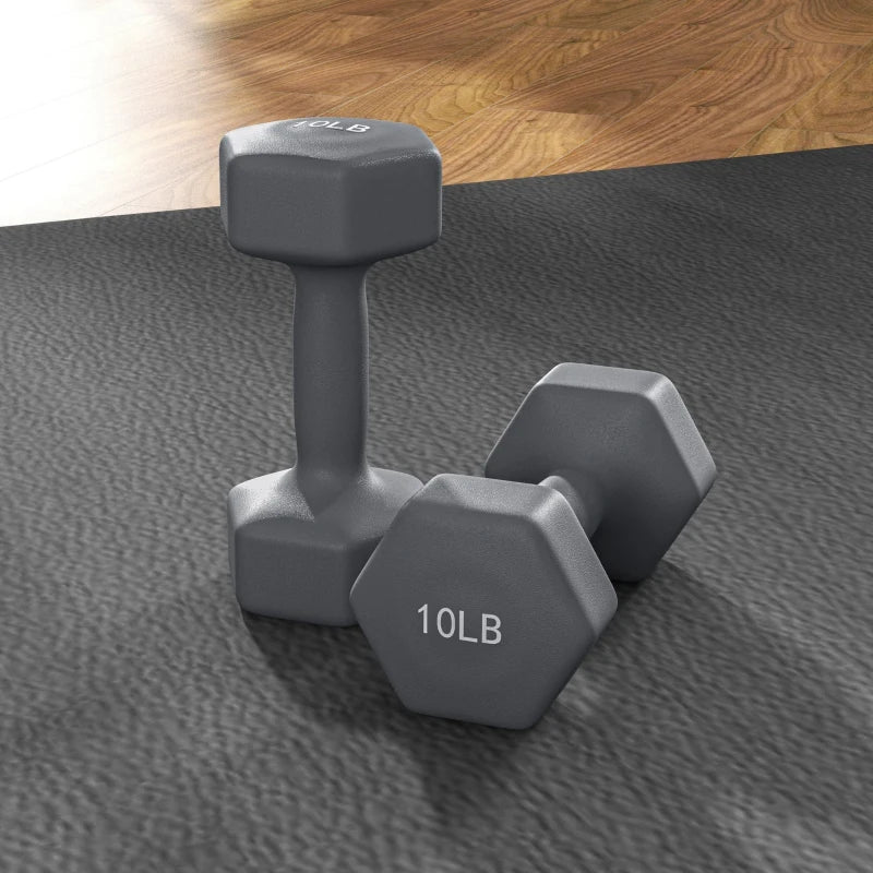 Soozier 2 x 10LBS Hexagonal Dumbbells, Set of 2 Weights with Non-Slip Grip for Home Gym Workout