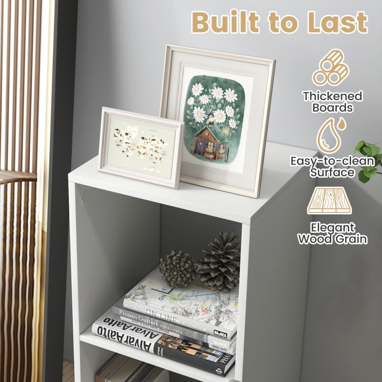 2 Cube Bookshelf with Back Guardrail for Living Room Bedroom-White