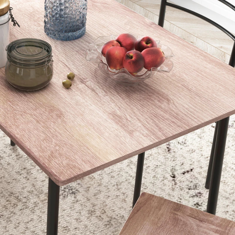 5 Piece Dining Table Set for 4, Space Saving Kitchen Table and 4 Chairs, Rectangle, Steel Frame for Dining Room, Oak