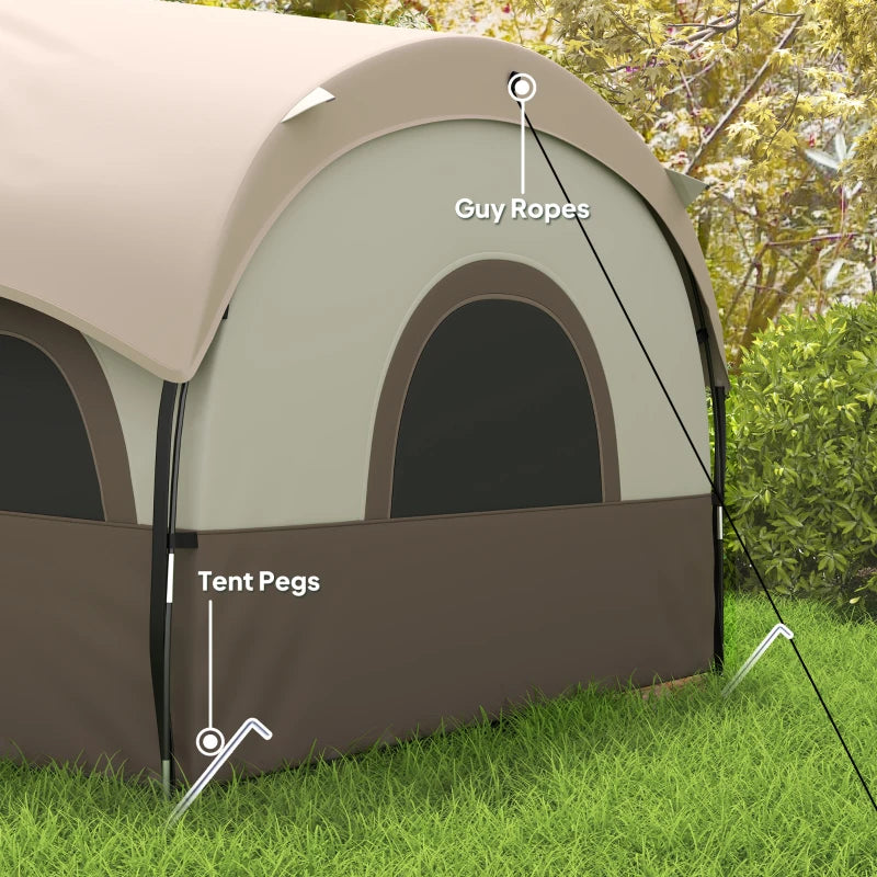 4-6 Person Camping Tent, 3 Room Cabin Tent, 3000mm Waterproof and UPF30+ with Sewn in Groundsheet and Carry Bag, Khaki