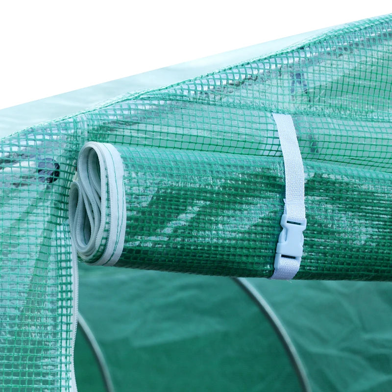 26' x 10' x 7' Large Steeple Walk-in Greenhouse Outdoor Garden Plant Seed Tunnel Grow Tent Steel Frame, Green