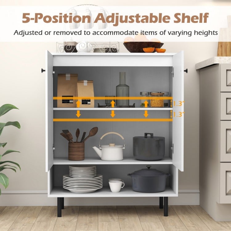 2-Door Sideboard Buffet Cabinet Kitchen with Adjustable Shelf-White