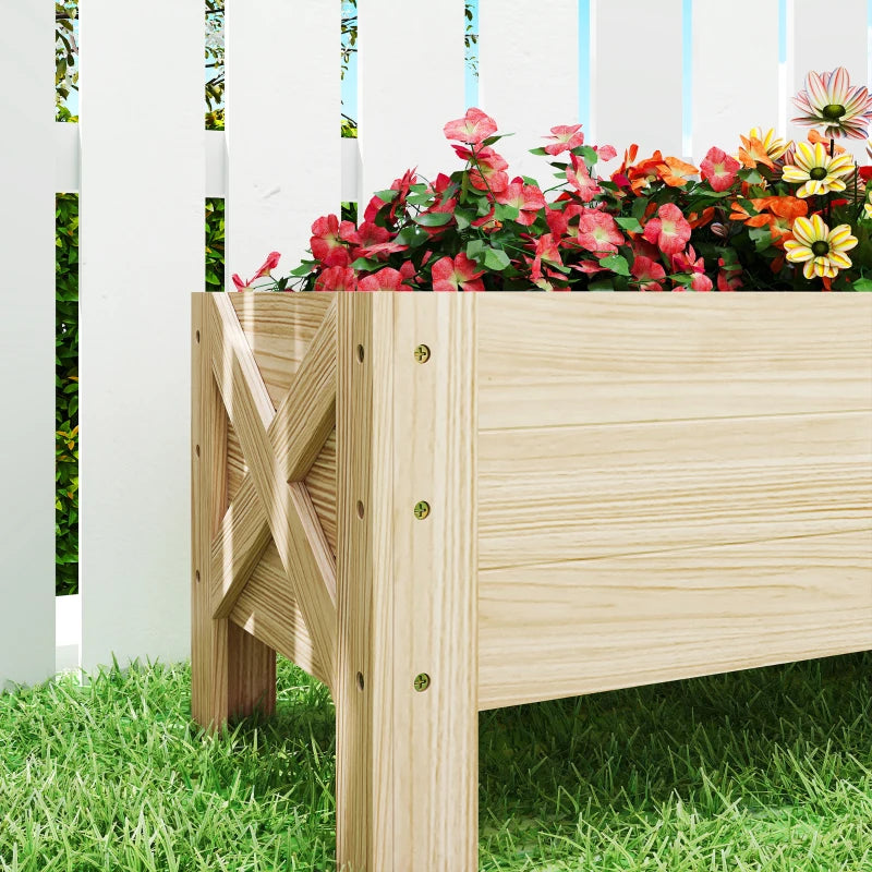 3.3 x 1.2 x 1.2 ft Garden Raised Bed Planter Grow Containers for Outdoor Patio Plant Flower Vegetable Pot, Natural