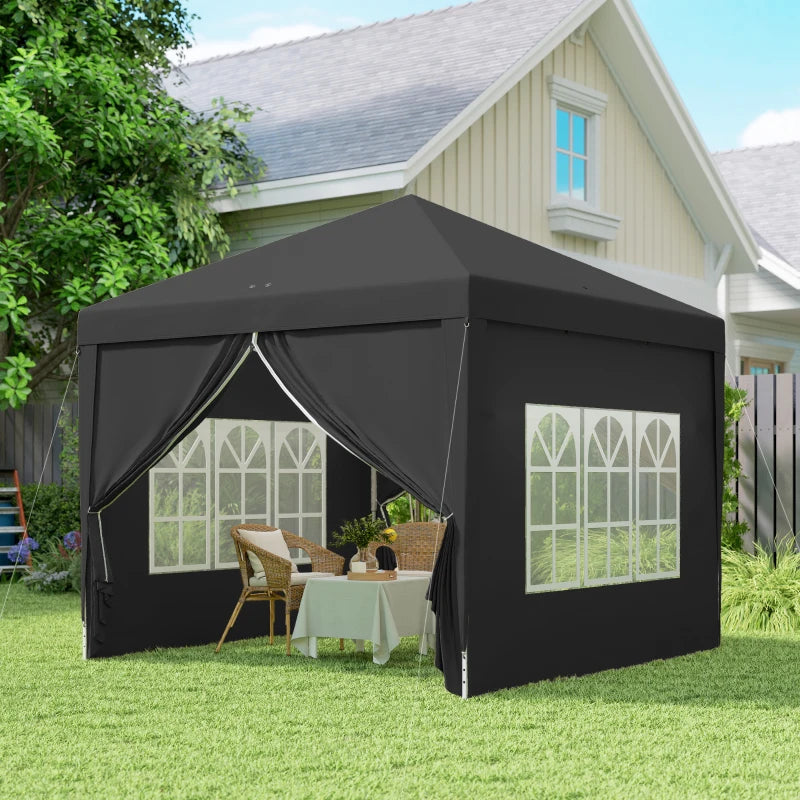 10'x10' Outdoor Pop Up Party Tent Wedding Gazebo Canopy with Carrying Bag (Black)