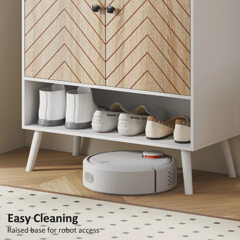 Shoe Storage Cabinet, 5-Tier Shoe Rack Cabinet with Doors, Adjustable Shelves, 15 Pairs, for Entryway, Natural Tone