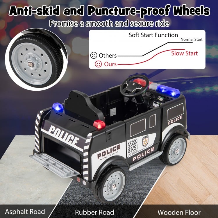 12V Battery Powered Electric Vehicle with 3 Speeds and Megaphone-Black
