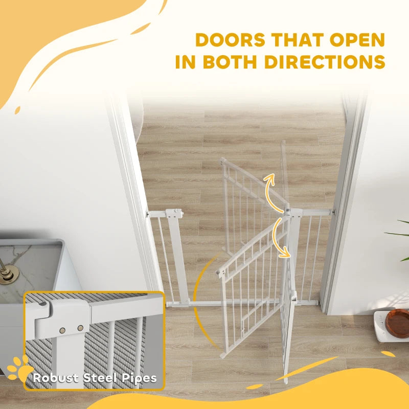 30"-41" Extra Wide Pet Gate with Small Door, 37" H Dog Gate with 3-Inch and 5.5-Inch Extension Kit