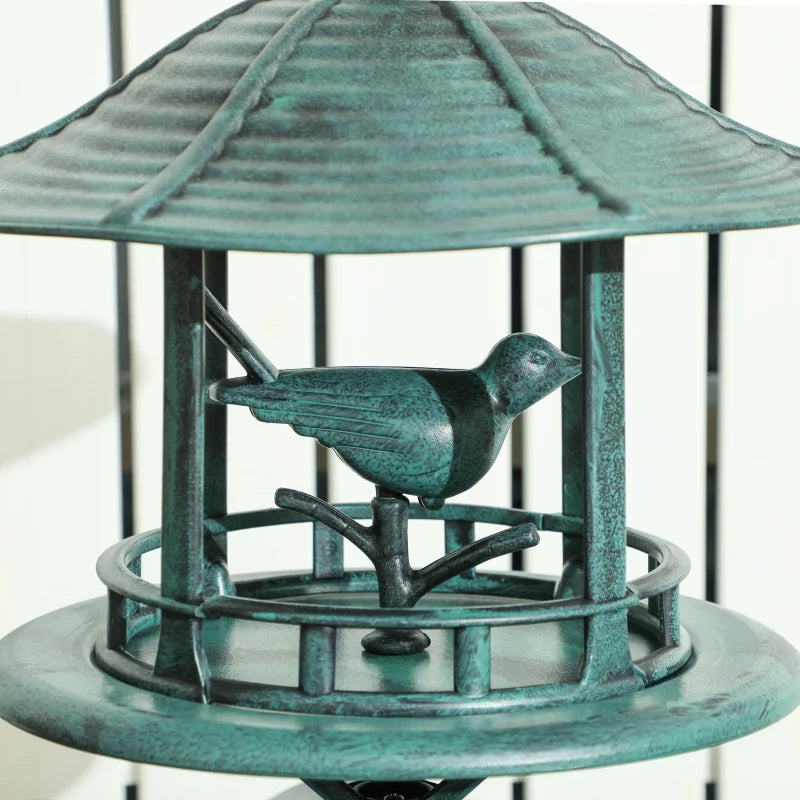 3-in-1 Garden Bird Bath Bowl Pedastal with Large Water Basin, Bird Feeder & Underneath Flower Planter, Green