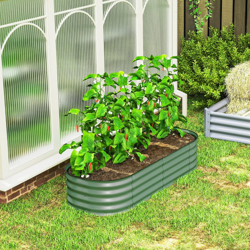 4.9 x 2 x 1ft Galvanized Raised Garden Bed Kit, Metal Planter Box with Safety Edging, Green