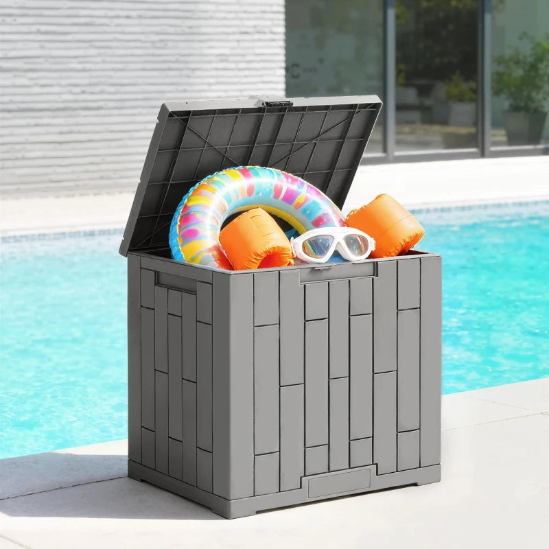30 Gallon Resin Deck Box, Lockable Outdoor Storage Box, Splash-Resistant & UV Resistant Patio Storage Container