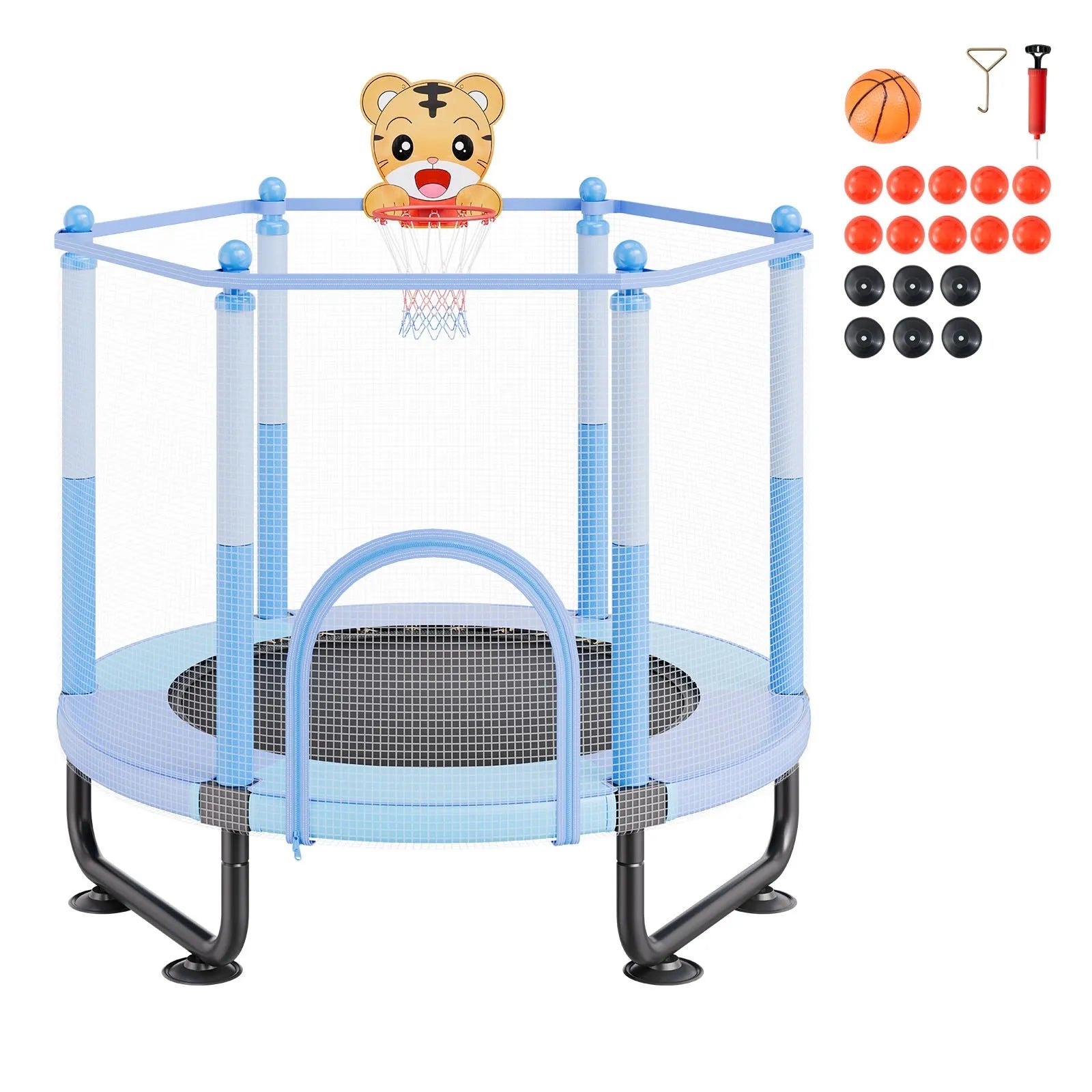 VEVOR 60" Trampoline for Kids Mini Toddler Trampoline with Net Indoor Outdoor