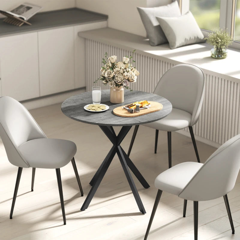 31.5" Industrial Round Dining Table - Distressed Grey
