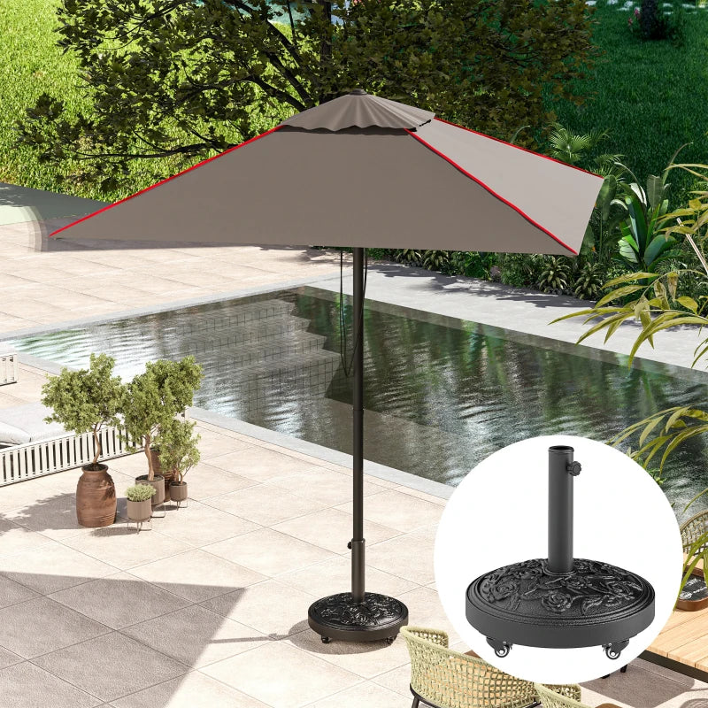 46 lbs Resin Round Patio Umbrella Base, Umbrella Stand with Wheels, Outdoor Umbrella Stand, Black