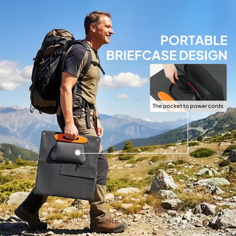 100W Portable Solar Panel, Foldable Solar Charger with USB-A & USB-C Fast Charging Output, IP67 Waterproof