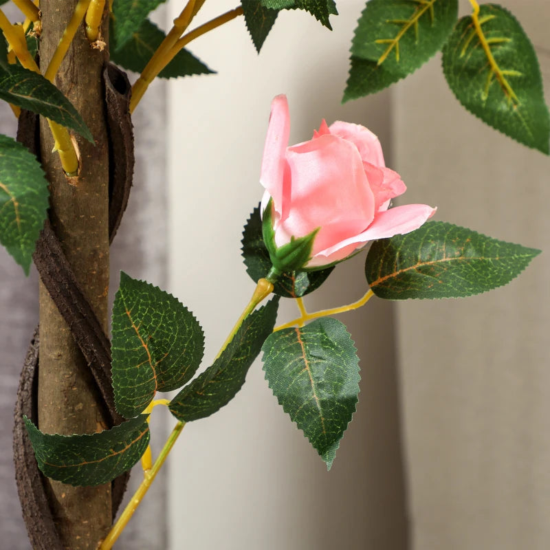 3FT Artificial Plant Pink Rose Floral Set of 2 in Pot, Fake Plant for Home Indoor Decor