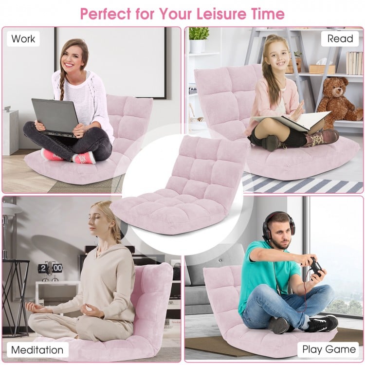 14-Position Adjustable Cushioned Floor Chair-Light Pink