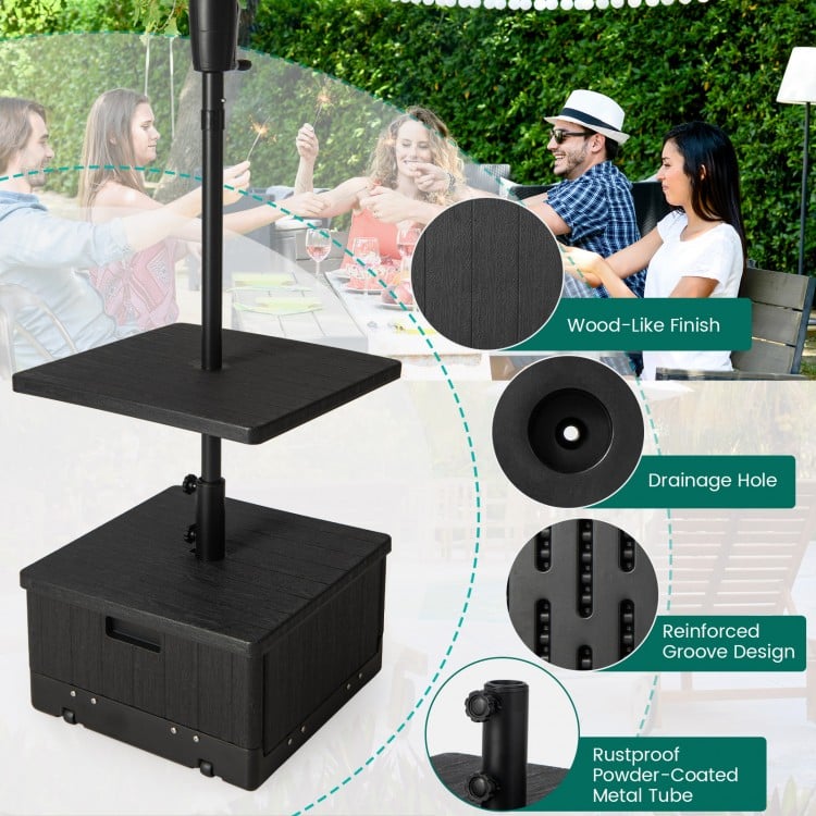 175 LBS Outdoor Fillable Umbrella Base with Table Tray-Black