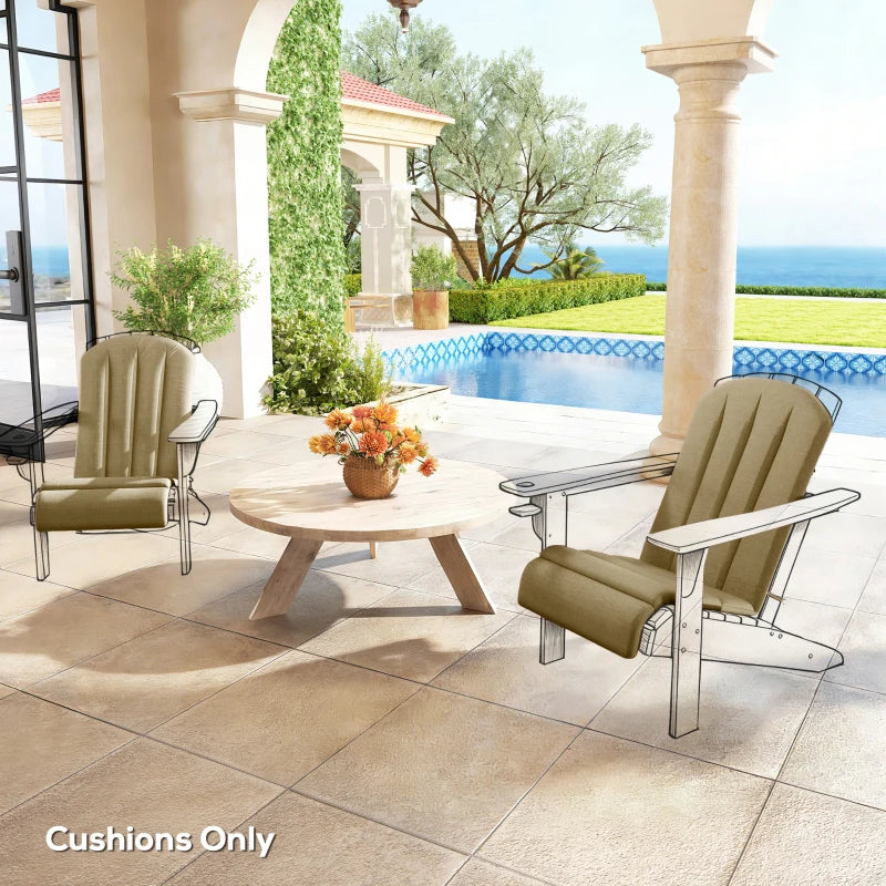 Set of 2 Patio Chair Cushions, High Back Adirondack Chair Cushion with Ties, High-Density Foam, Beige