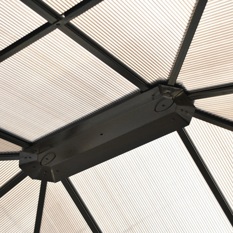 Outsunny 12' x 14' Deluxe Hard Top Patio Gazebo Canopy Garden Aluminum Shelter with Curtains and Mosquito Netting