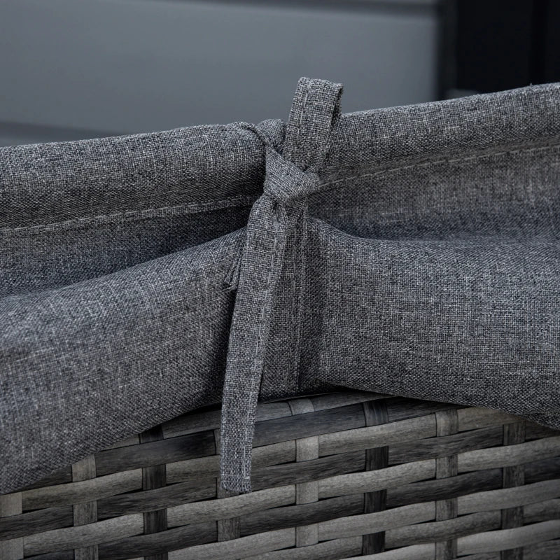 Outsunny 4 Pieces Patio PE Wicker Round Daybed, Outdoor Rattan Garden Lounge Furniture Sets, Grey