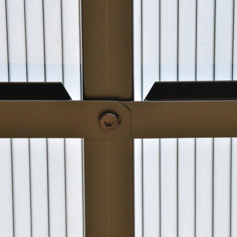 Outsunny 10'x10' Hardtop Patio Gazebo Aluminum Gazebo Deck Canopy with Double Tier Roof, Curtains, Netting Sidewalls, Black & Grey