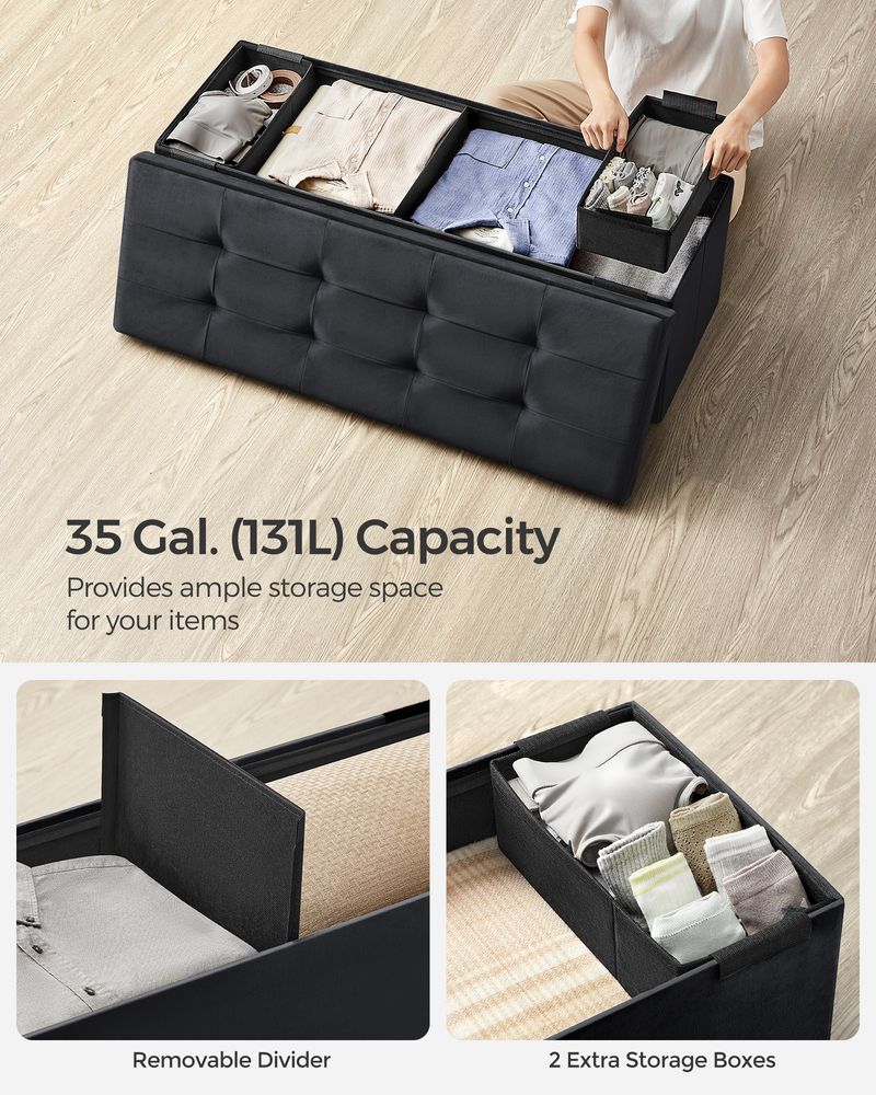 SONGMICS Storage Ottoman Bench with Storage Chest, Load up to 660 lb
