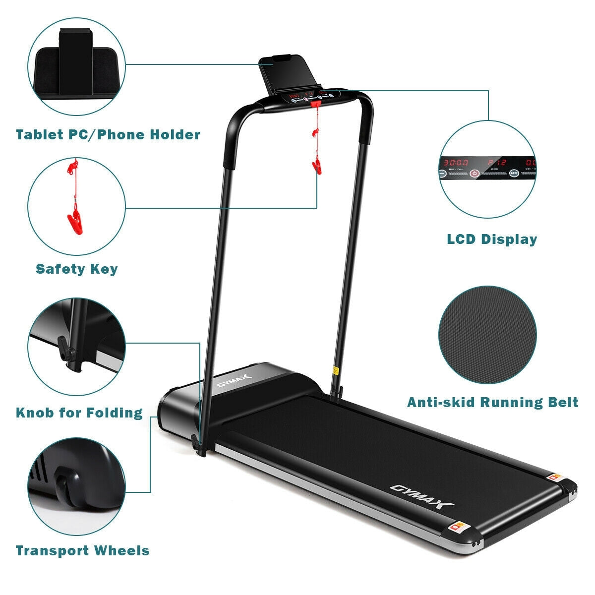 Ultra-thin Electric Folding Motorized Treadmill with LED Monitor Low NoiseÂ
