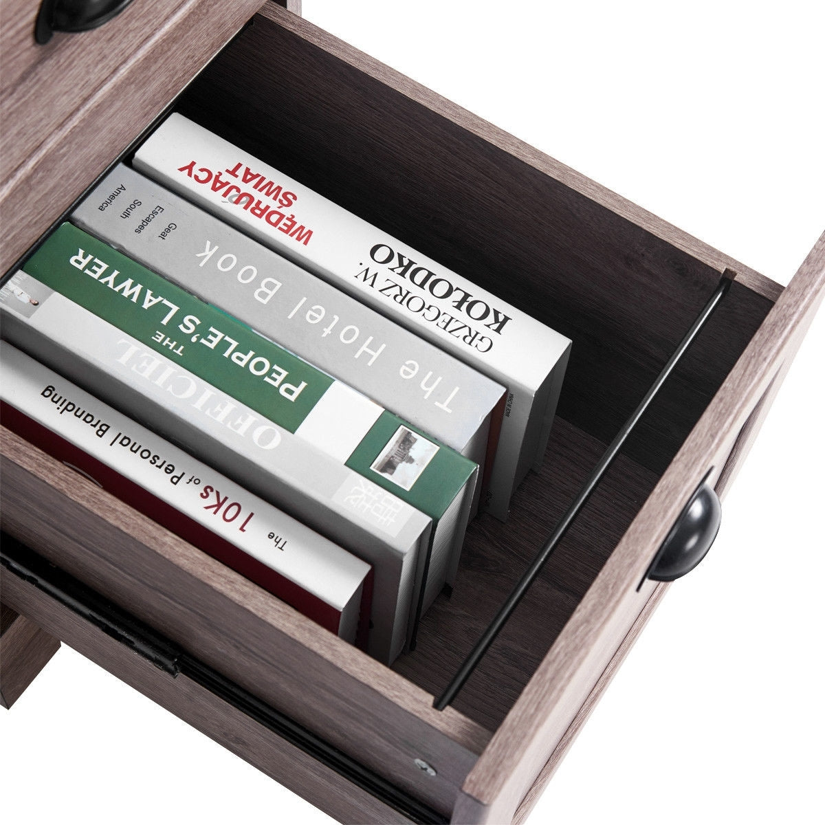 66 Inch L-Shaped Writing Study Workstation Computer Desk with Drawers-GrayÂ